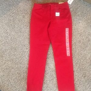 NWT Old Navy Pixie Pants Capris Red High Rise SZ 6
